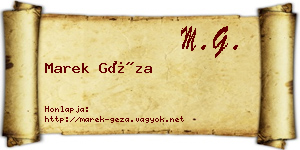 Marek Géza névjegykártya